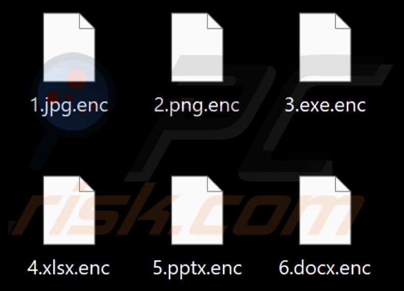Files encrypted by Roghe ransomware (.enc extension)