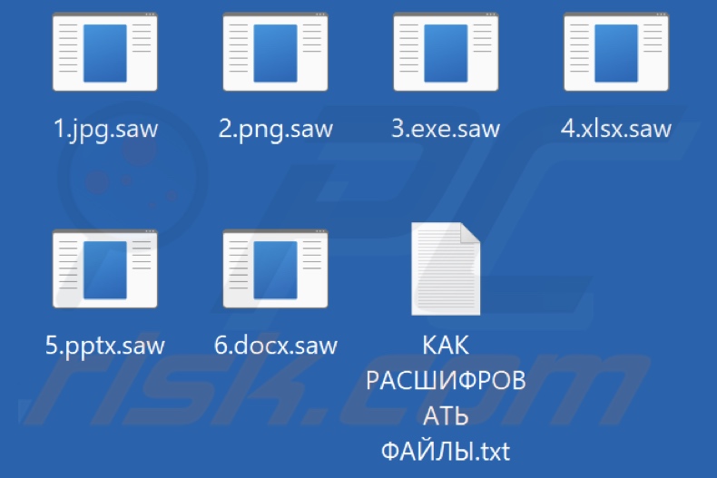 Files encrypted by Saw ransomware (.saw extension)