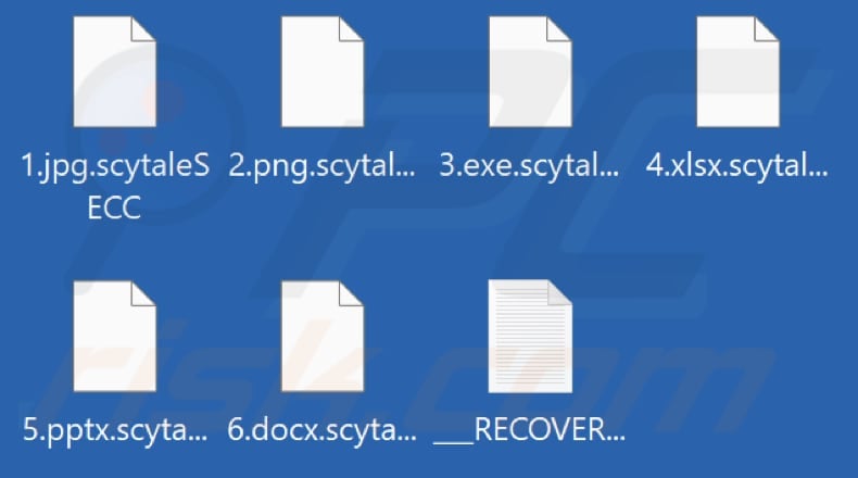 Files encrypted by scytaleSECC ransomware (.scytaleSECC extension)