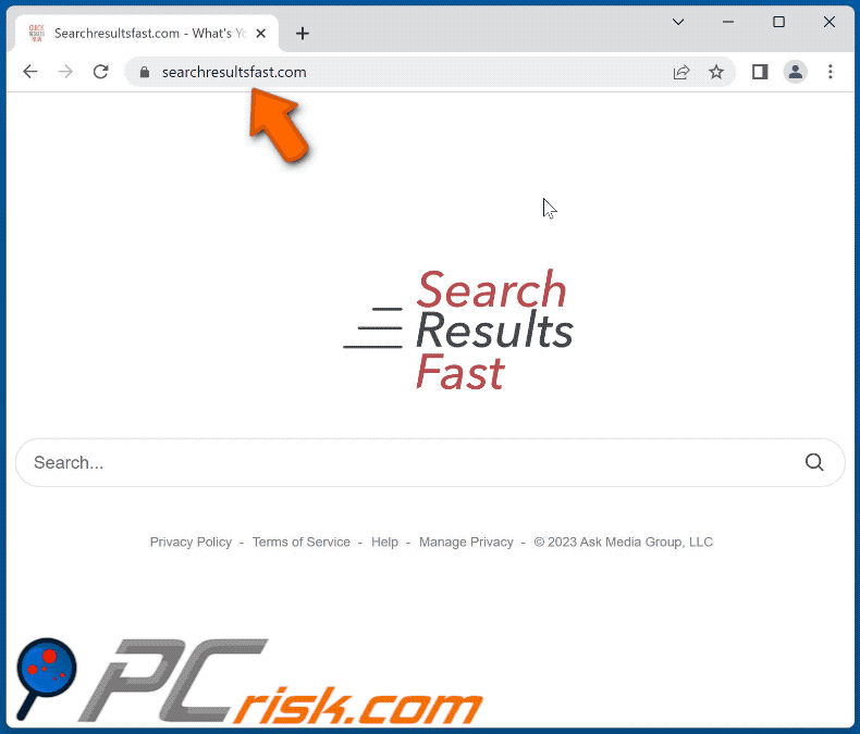 searchresultsfast.com redirect appearance (GIF)