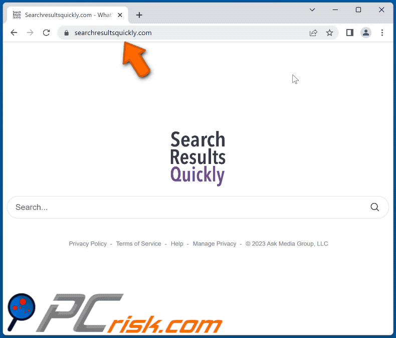 searchresultsquickly.com redirect appearance (GIF)