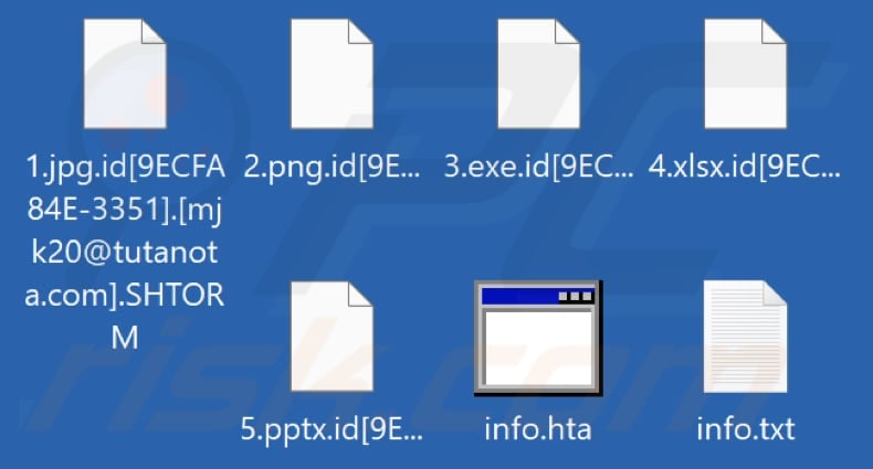 Files encrypted by SHTORM ransomware (.SHTORM extension)