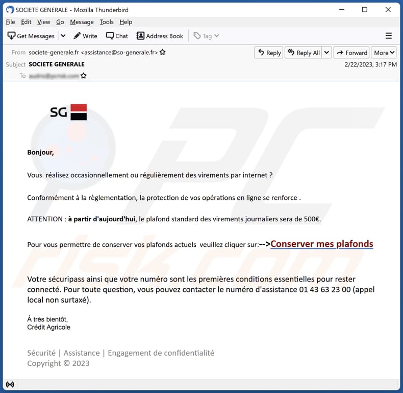 Societe Generale (SG) email scam