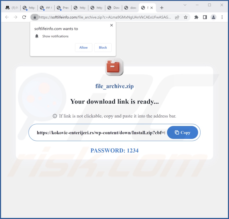 softlifeinfo[.]com pop-up redirects