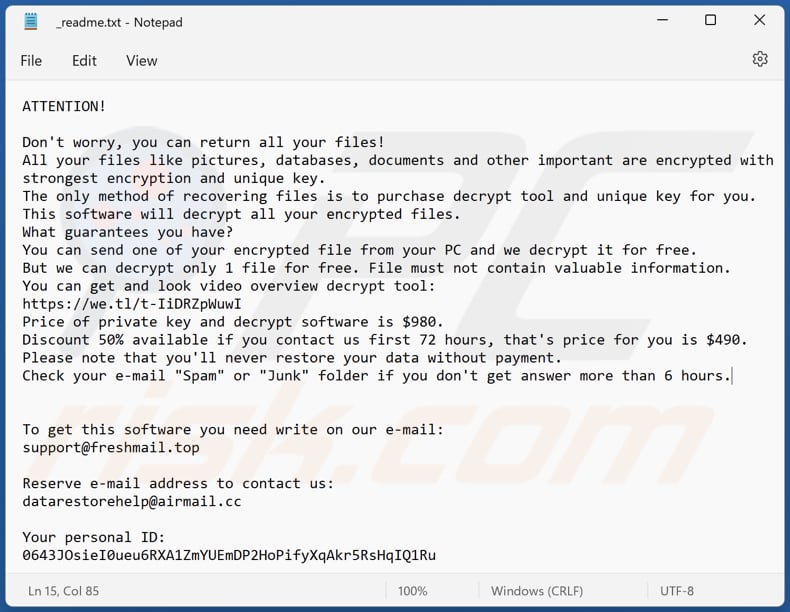 Vvmm ransomware text file (_readme.txt)