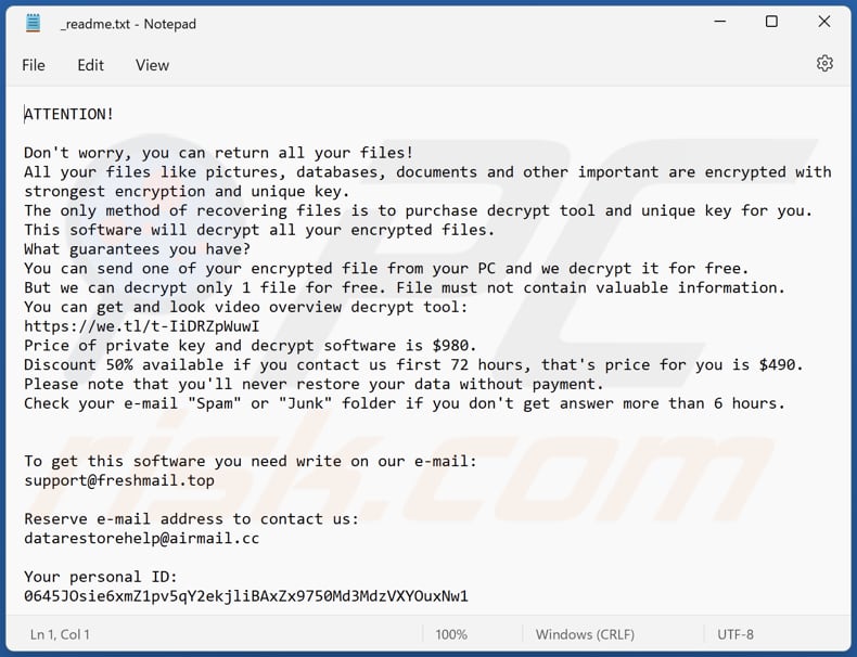 Vvoo ransomware text file (_readme.txt)