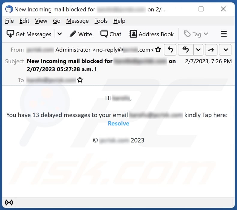 You Have Delayed Messages email spam campaign