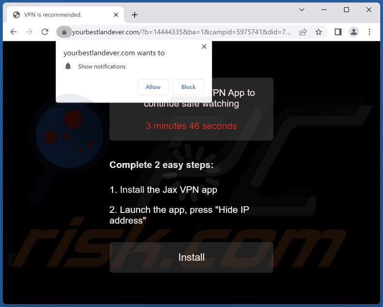 yourbestlandever[.]com pop-up redirects