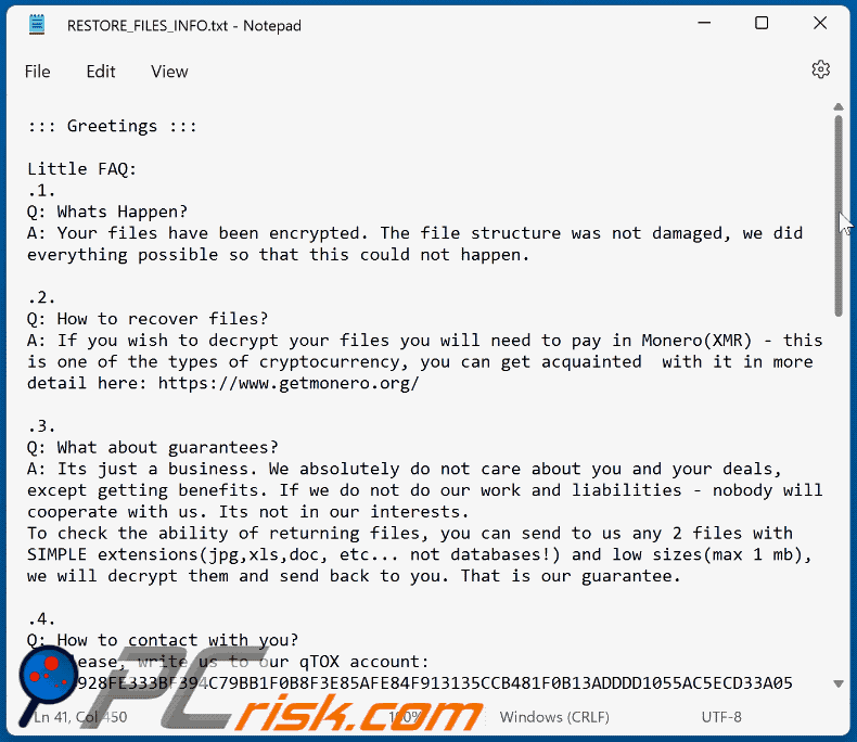 Zteqqd ransomware ransom note (RESTORE_FILES_INFO.txt) GIF