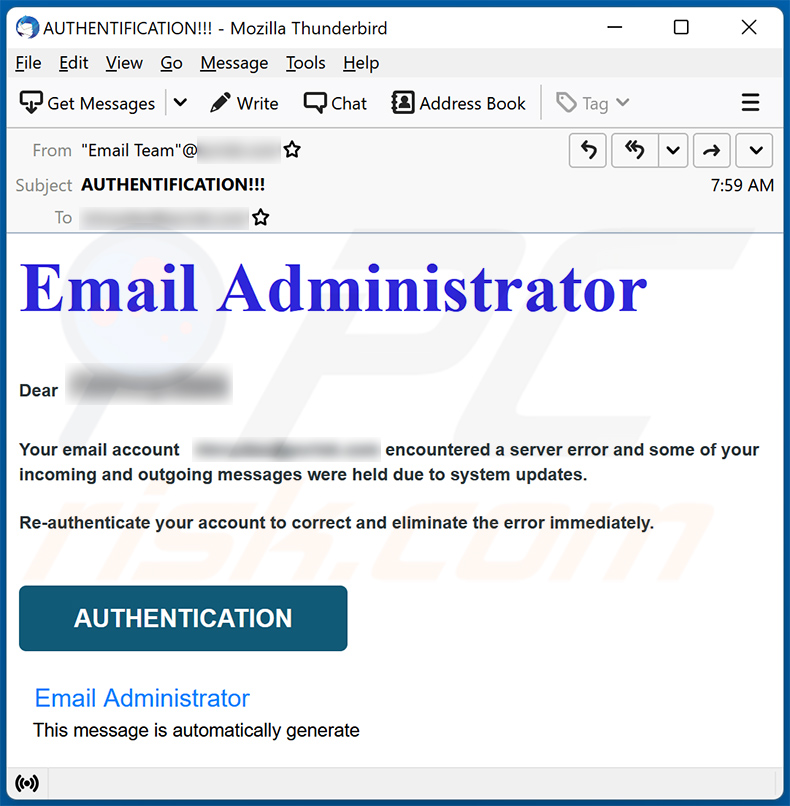 Email account authentication scam (2023-03-21)
