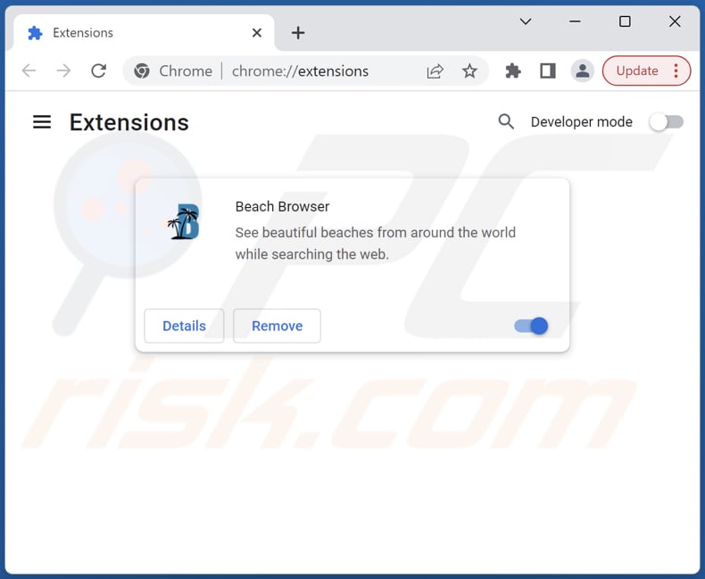 Removing search.beach-browser.com related Google Chrome extensions