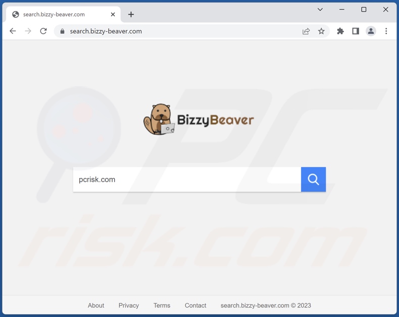 Alternative appearance of the fake search engine (search.bizzy.beaver.com) promoted by Bizzy Beaver browser hijacker