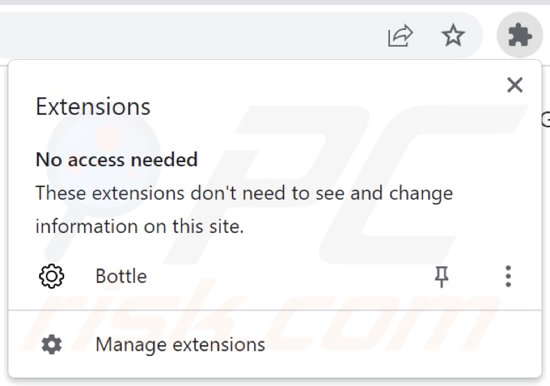Bottle browser hijacker denying access to Chrome extension list