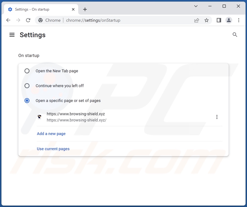 Removing browsing-shield.xyz from Google Chrome homepage