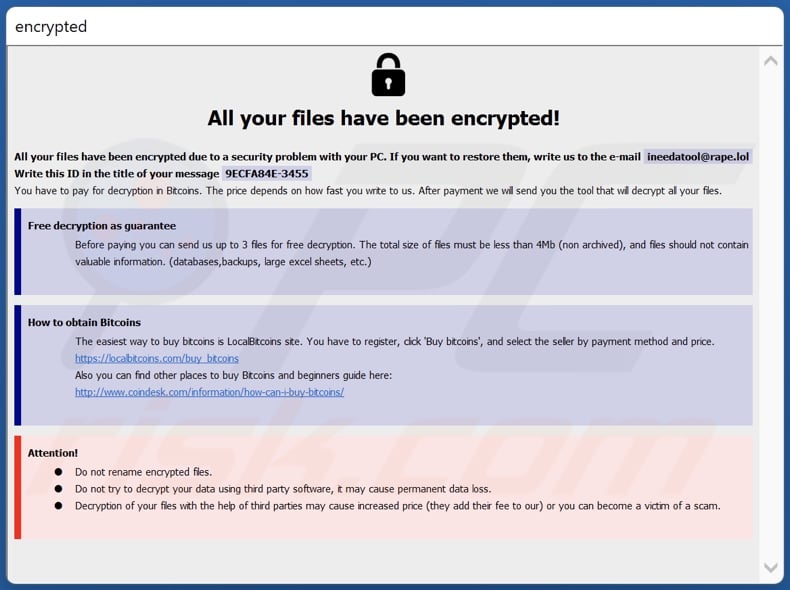 Carver ransomware ransom note (info.hta)