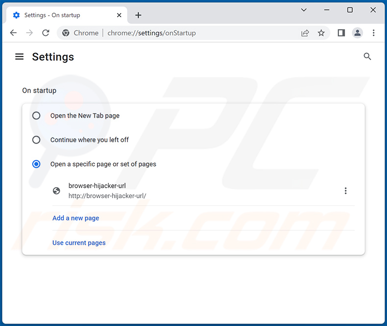 Removing browser hijacker from Google Chrome homepage