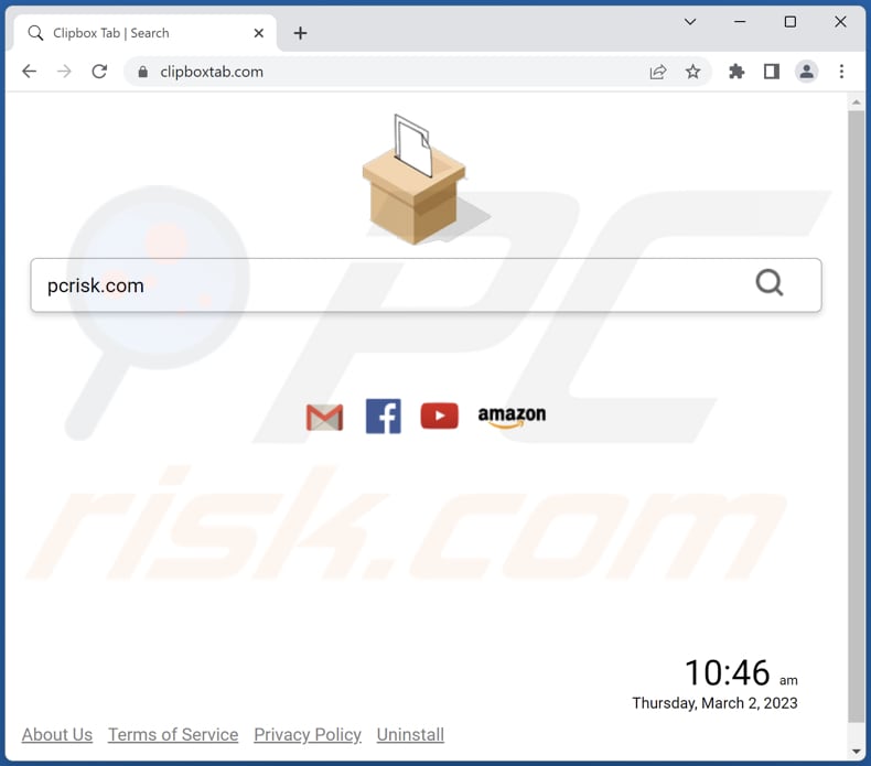 Clipbox Tab browser hijacker clipboxtab.com appearance