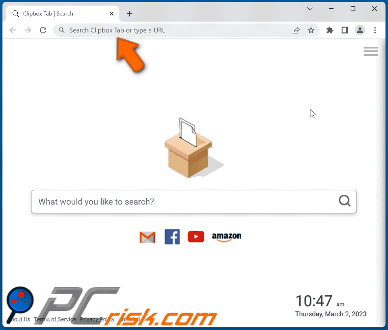 Clipbox Tab browser hijacker find.asrcgetit.com shows bing.com results