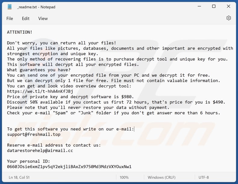 Coba ransomware text file (_readme.txt)