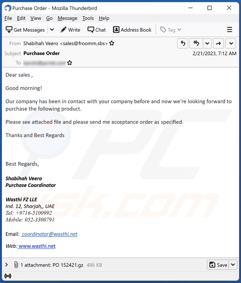 Company Contact email spam campaign