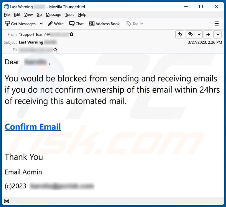 Confirm Email Ownership spam (2023-03-28)