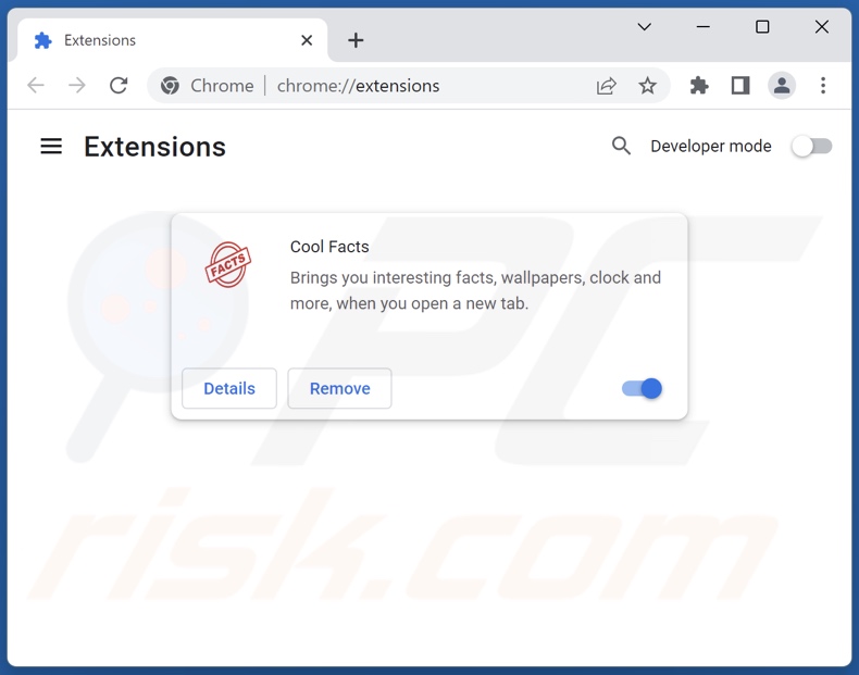 Removing Cool Facts related Google Chrome extensions