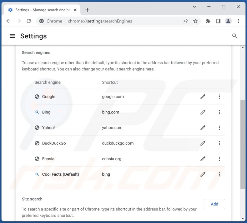 Changing Google Chrome default search engine