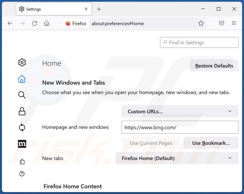 Changing Mozilla Firefox homepage