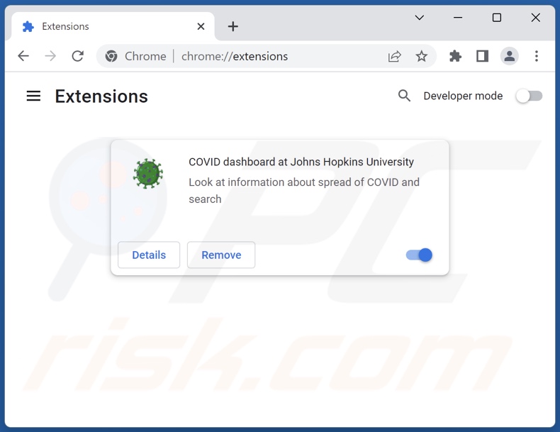 Removing COVID Dashboard related Google Chrome extensions