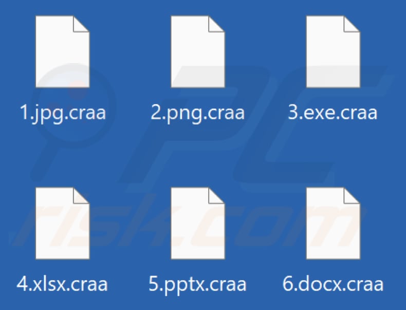 Files encrypted by Craa ransomware (.craa extension)