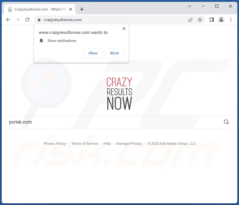 crazyresultsnow.com browser hijacker