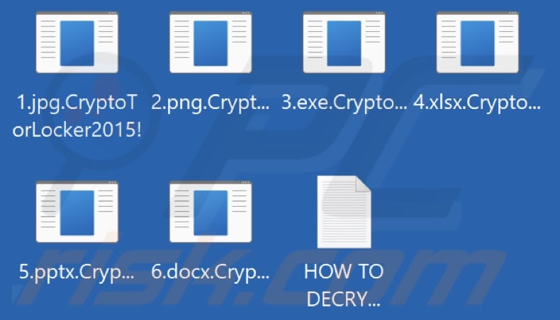 Files encrypted by CryptoTorLocker ransomware (.CryptoTorLocker2015! extension)