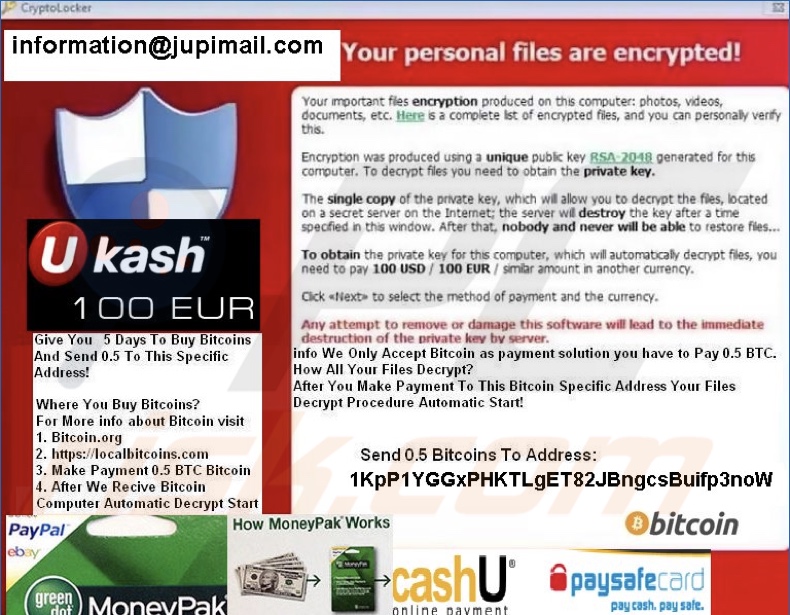 CryptoTorLocker ransomware pop-up