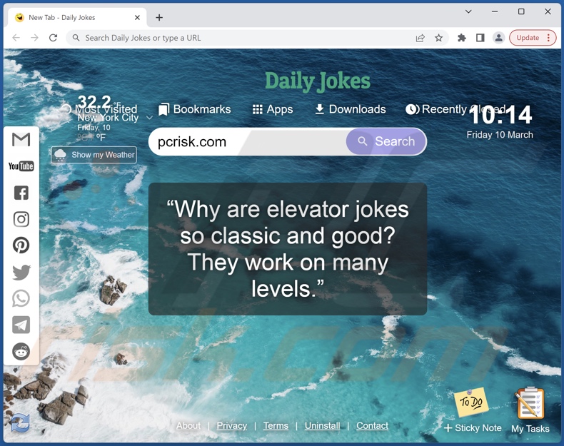 Daily Jokes browser hijacker homepage