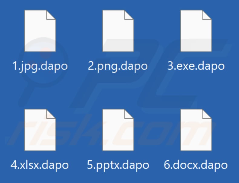 Files encrypted by Dapo ransomware (.dapo extension)
