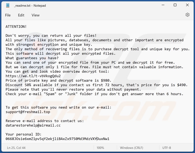 Darj ransomware text file (_readme.txt)