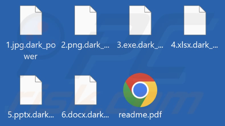 Files encrypted by Dark Power ransomware (.dark_power extension)
