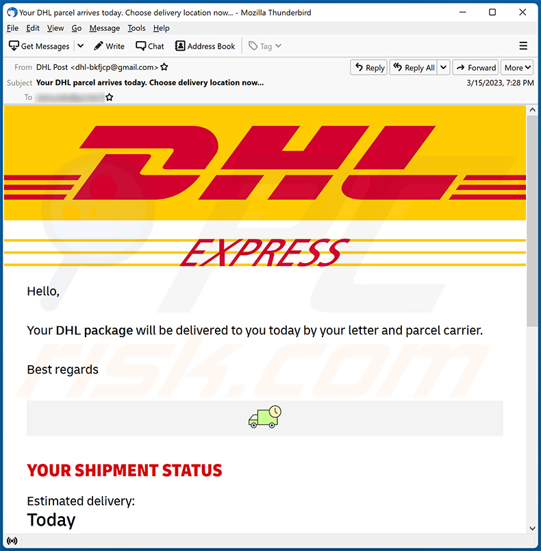 DHL package will be delivered to you today