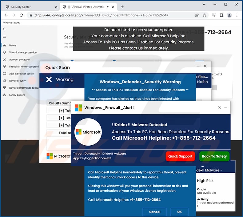 !!Dridex!! Malware Detected pop-up scam (2023-03-22)