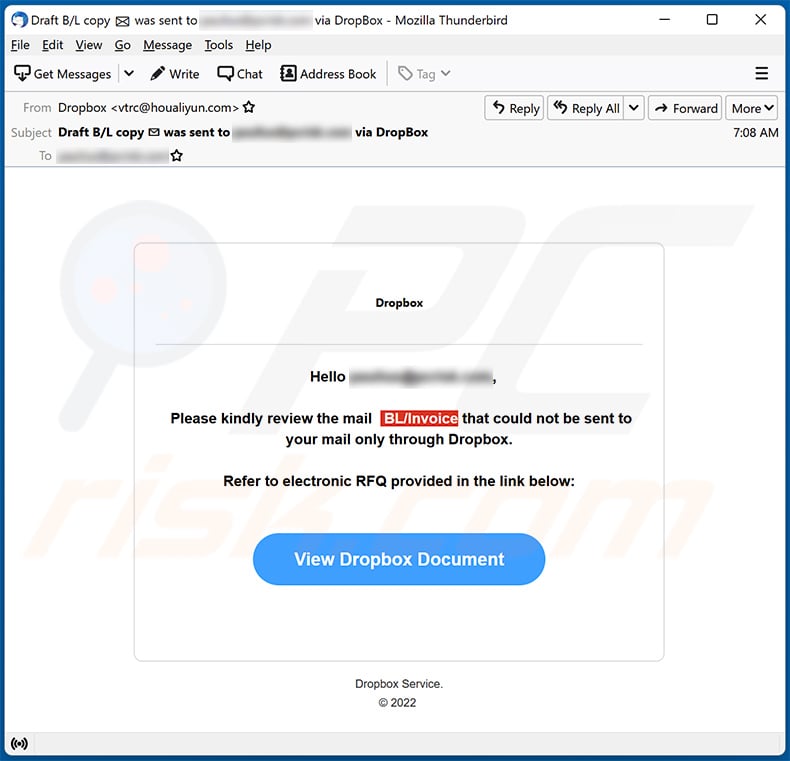 Dropbox-themed spam email (2023-03-23)