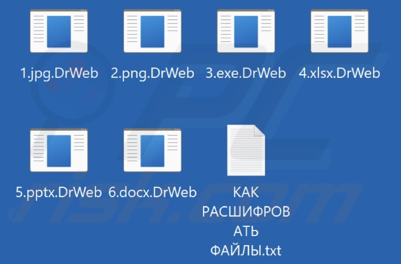 Files encrypted by DrWeb ransomware (.DrWeb extension)