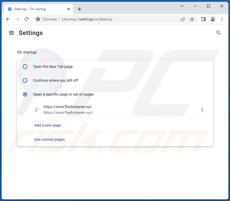 Removing flashcleaner.xyz from Google Chrome default search engine