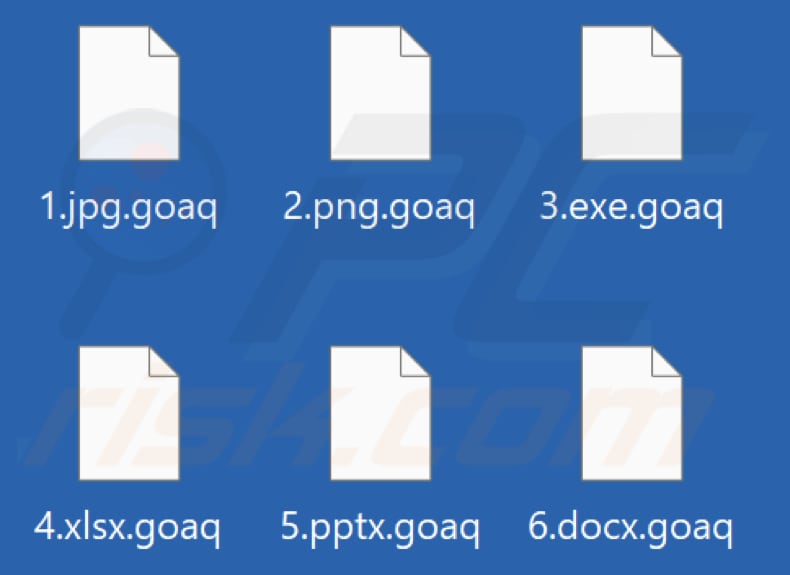 Files encrypted by Goaq ransomware (.goaq extension)