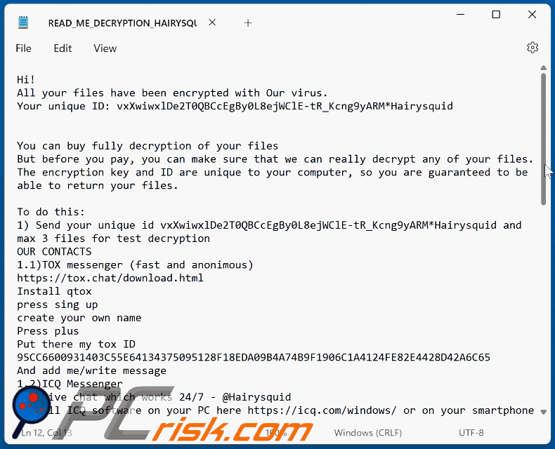 Hairysquid ransomware ransom note (READ_ME_DECRYPTION_HAIRYSQUID.txt)
