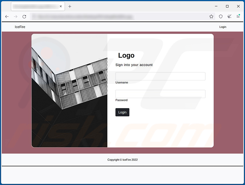 IceFire ransomware website login page