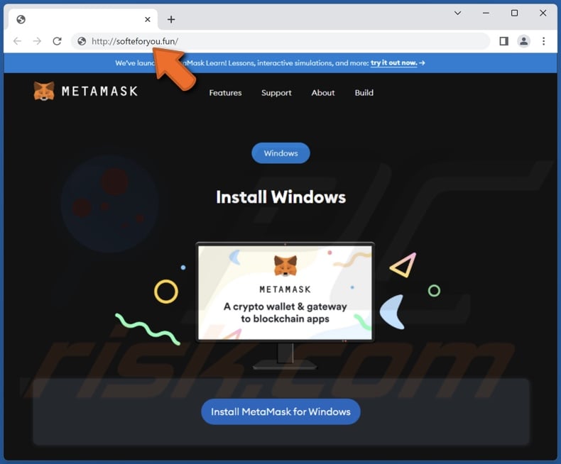 Fake cryptocurrency website (MetaMask) used to distribute ImBetter stealer malware