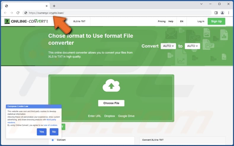 Fake online file format converter website used to distribute ImBetter stealer malware