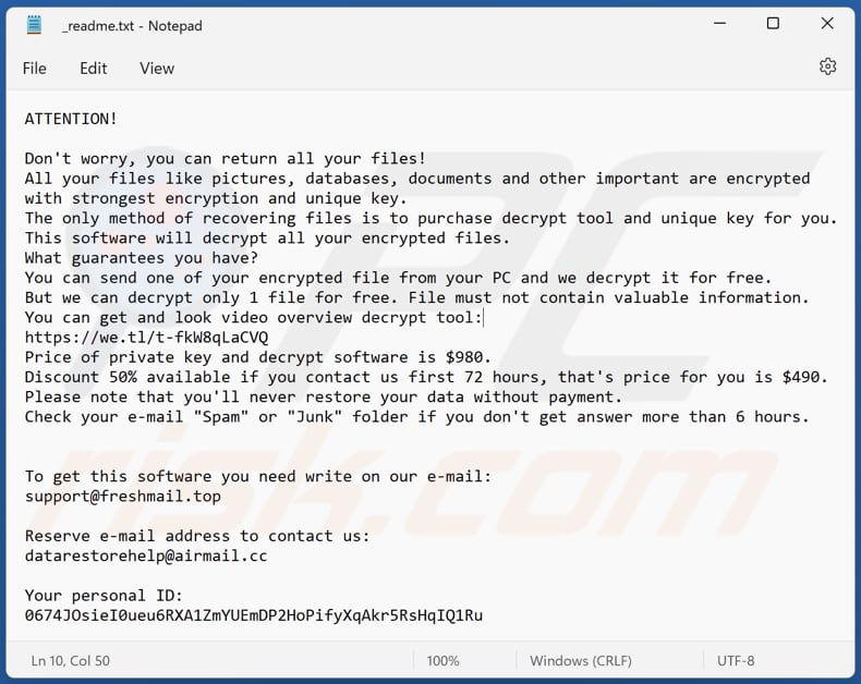 Jycx ransomware text file (_readme.txt)
