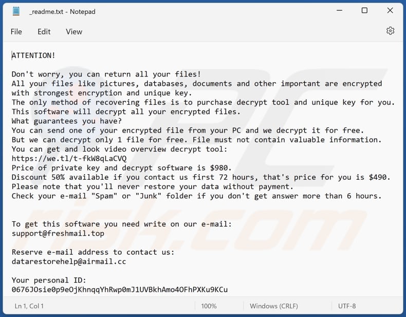 Jypo ransomware text file (_readme.txt)