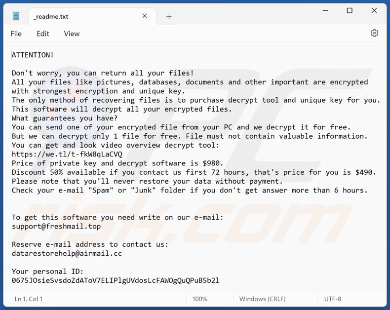 Jywd ransomware text file (_readme.txt)